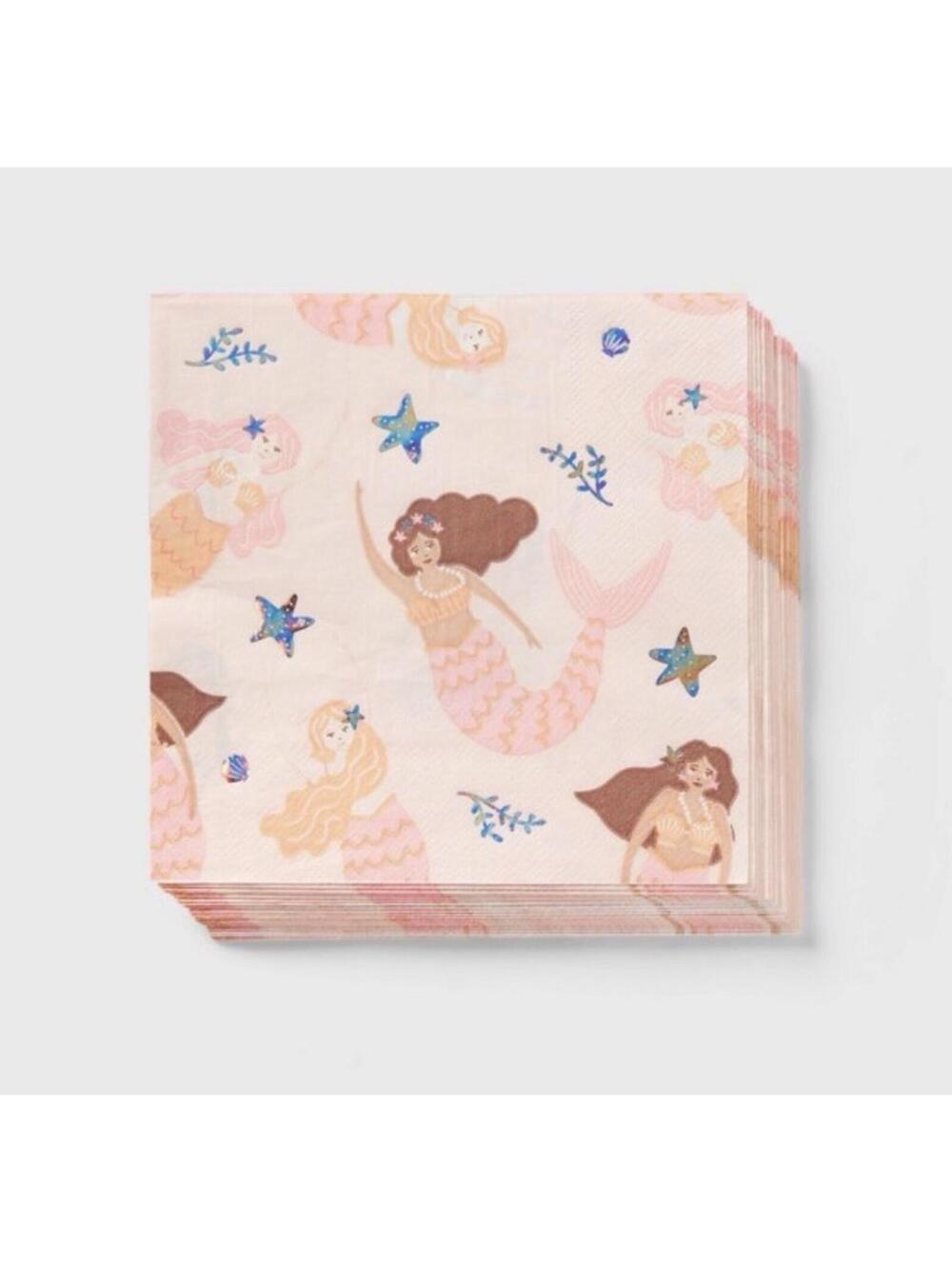 Two Packs Of 30ct Pink Mermaid Lunch Party Napkins - Spritz NEW